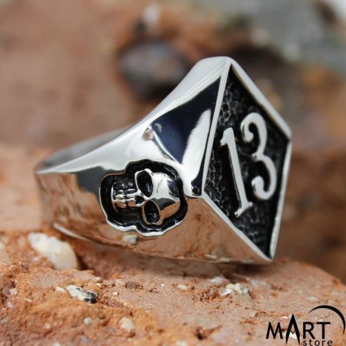 Outlaw Biker Ring Number 13 Men's Biker Ring MasonArtStore